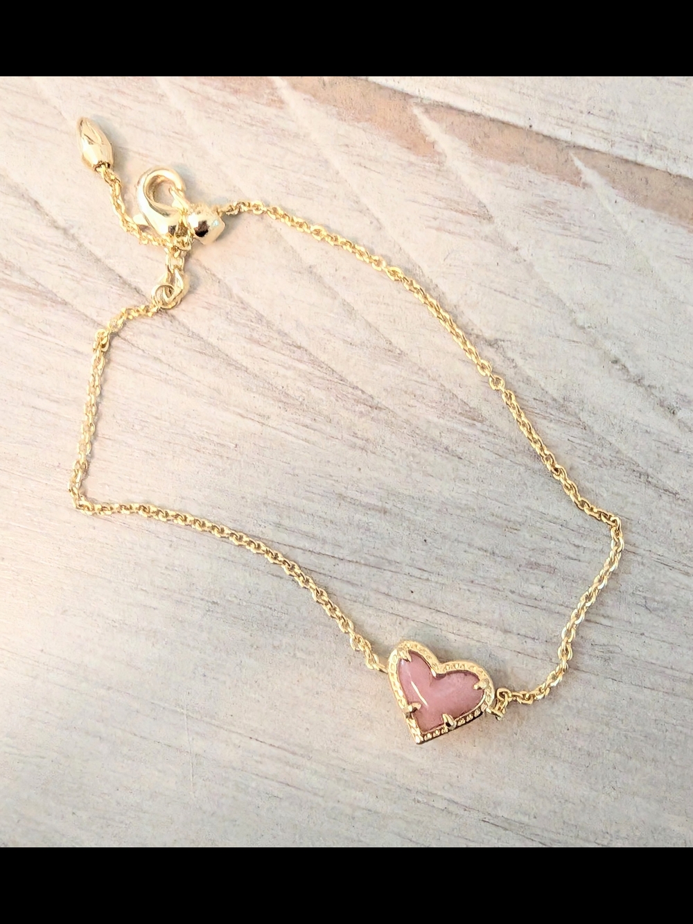 Kendra Scott Ari Heart Bracelet Gold And Rose Quartzite